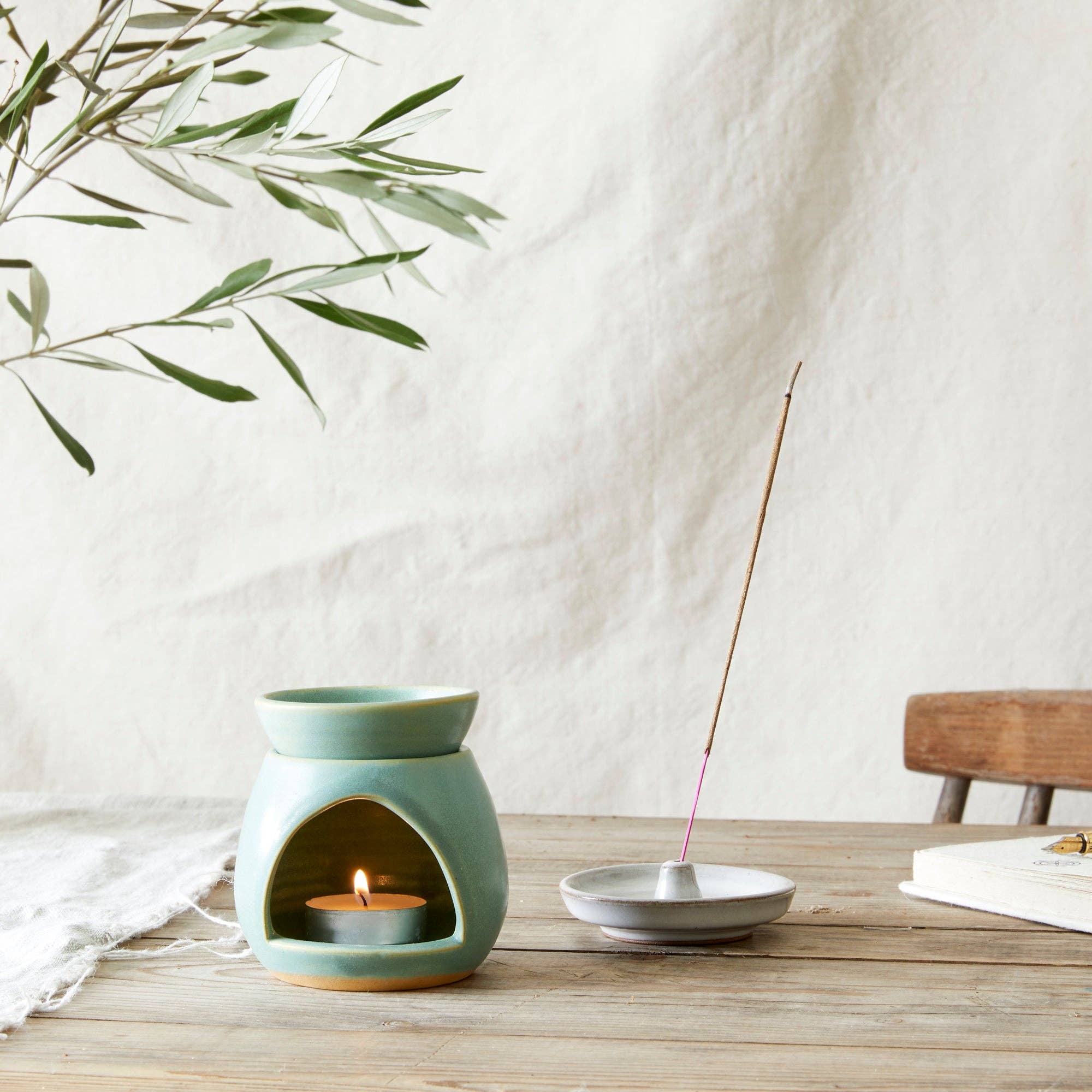 SUNU Stoneware Essential Oil Burner: Ocean Blue