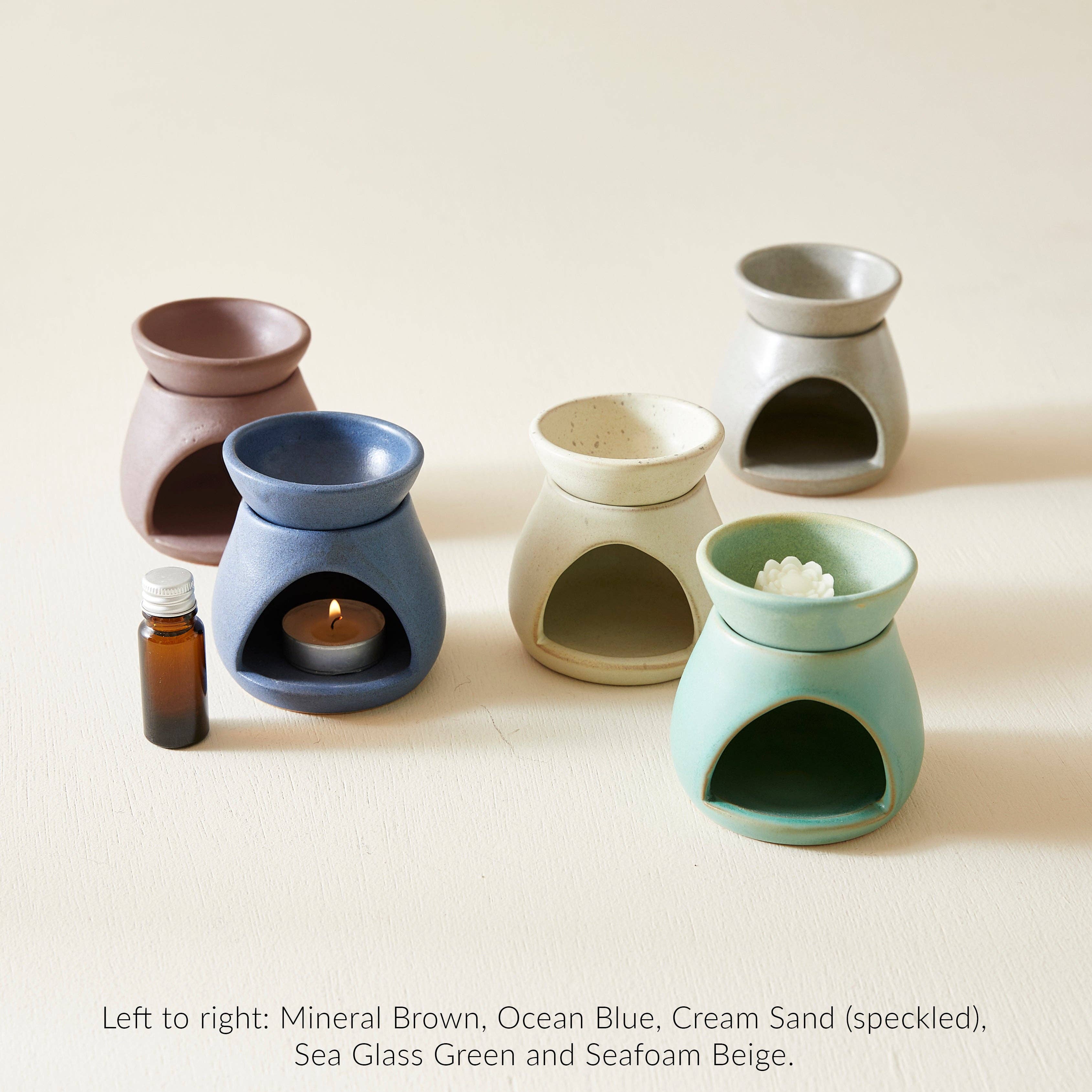 SUNU Stoneware Essential Oil Burner: Ocean Blue