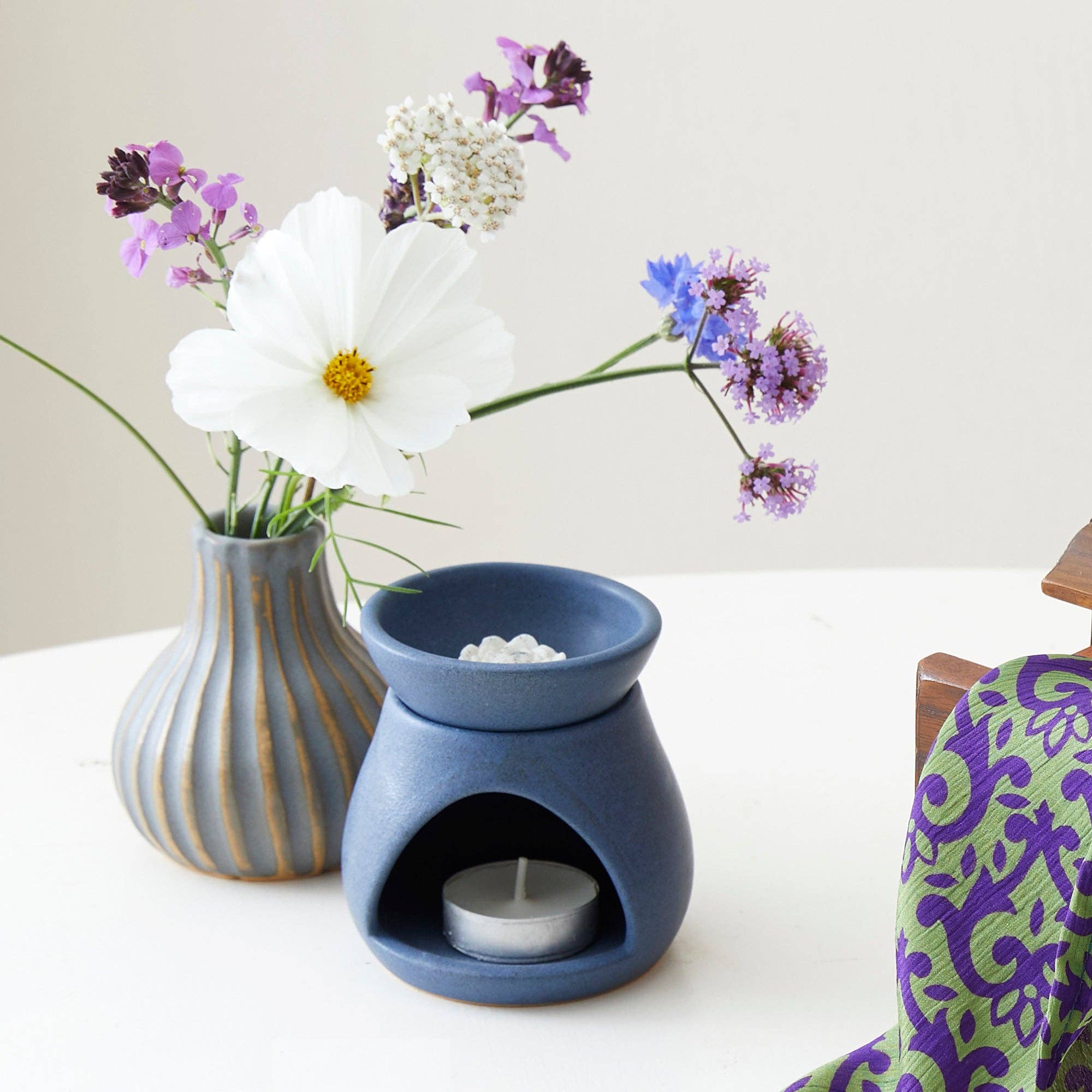 SUNU Stoneware Essential Oil Burner: Ocean Blue