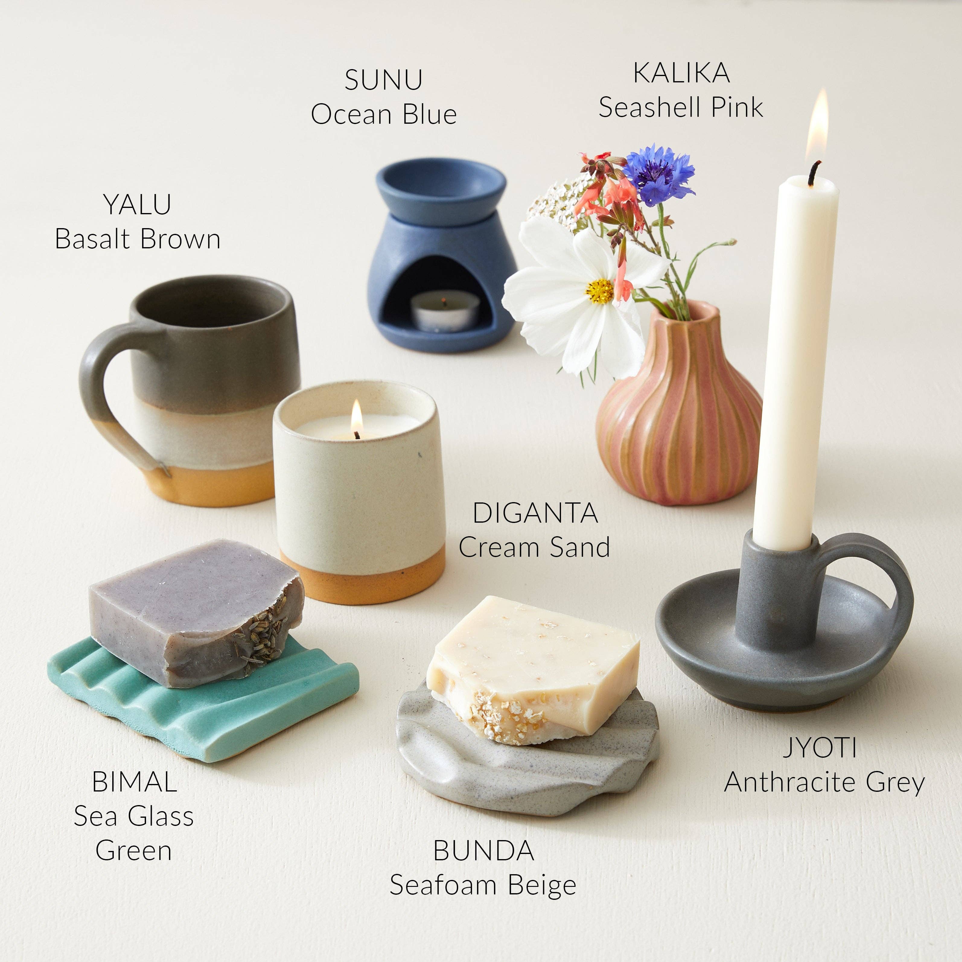 SUNU Stoneware Essential Oil Burner: Ocean Blue