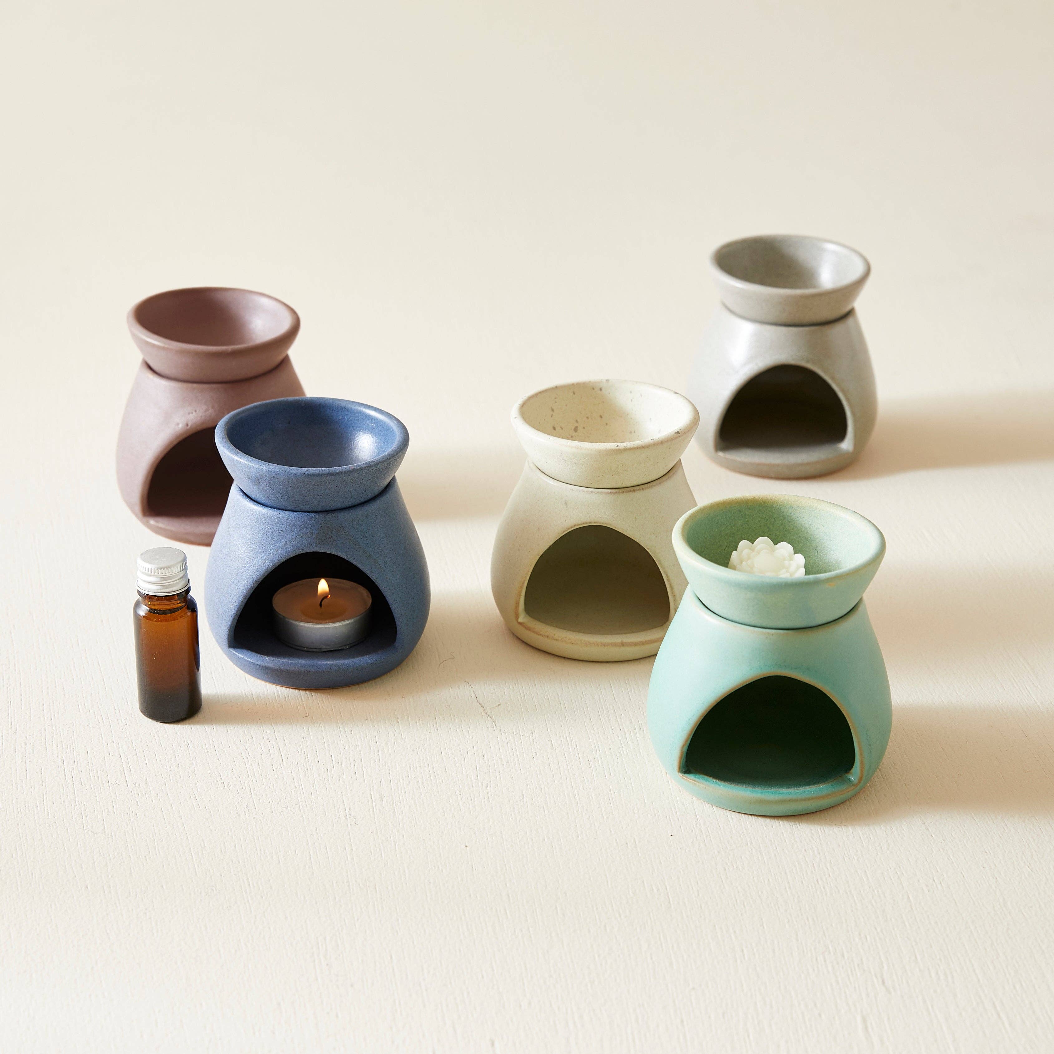 SUNU Stoneware Essential Oil Burner: Ocean Blue