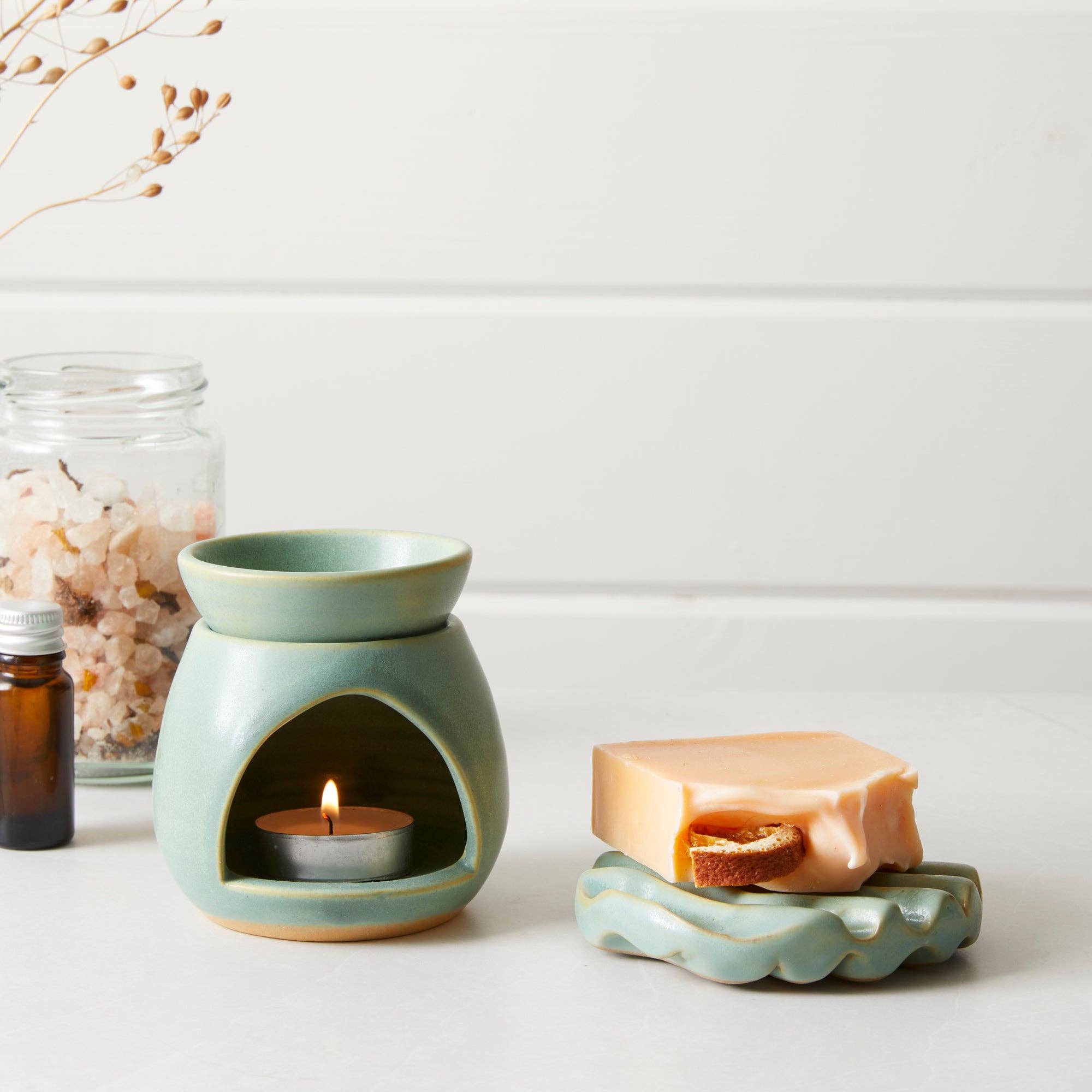 SUNU Stoneware Essential Oil Burner: Ocean Blue