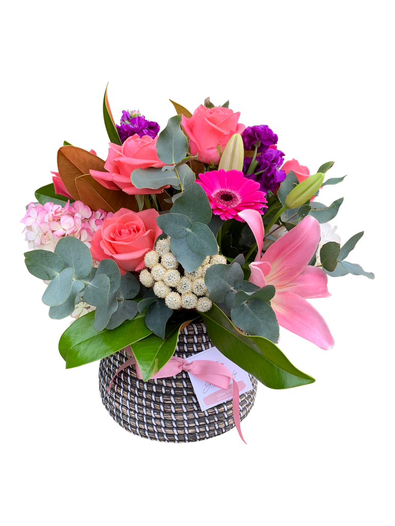 Bright Delight (Cane Basket Arrangement)